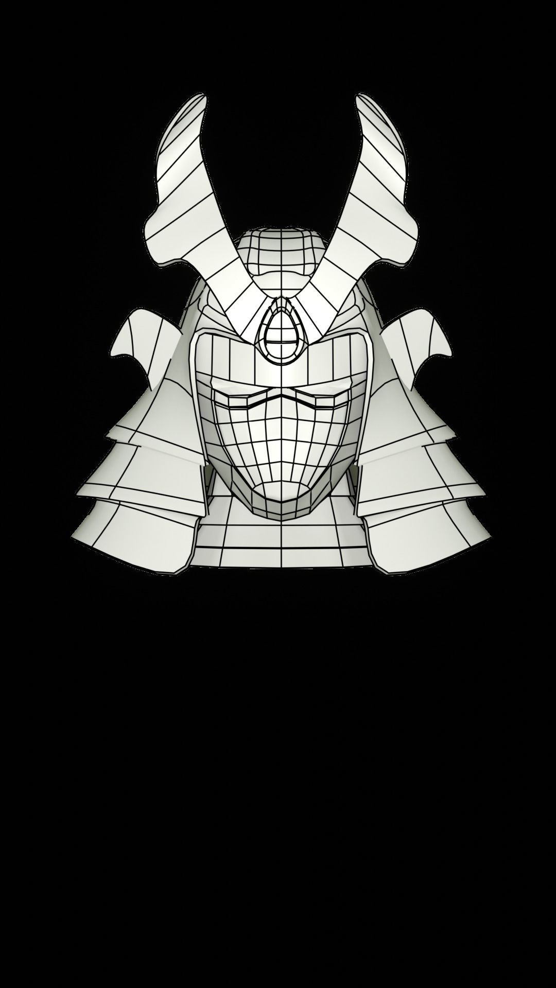 Samurai Helmet Low-poly 3D model_2