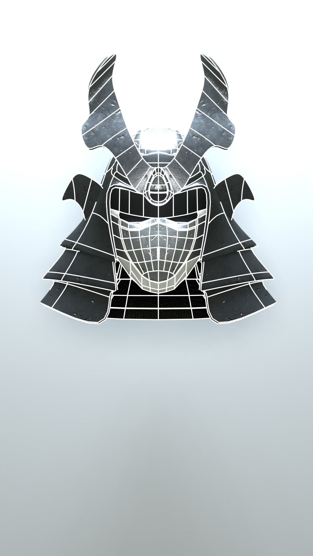 Samurai Helmet Low-poly 3D model_5