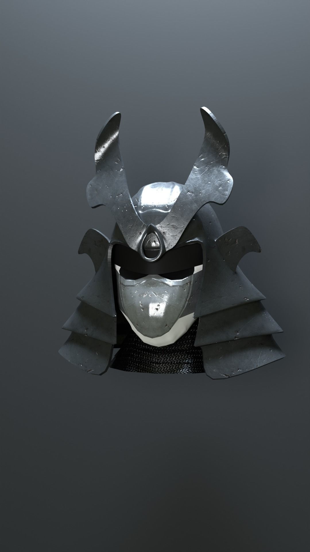 Samurai Helmet Low-poly 3D model_1