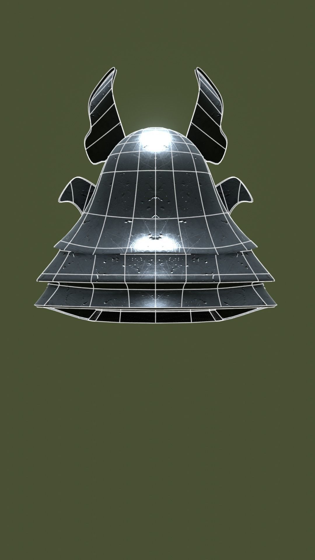Samurai Helmet Low-poly 3D model_6