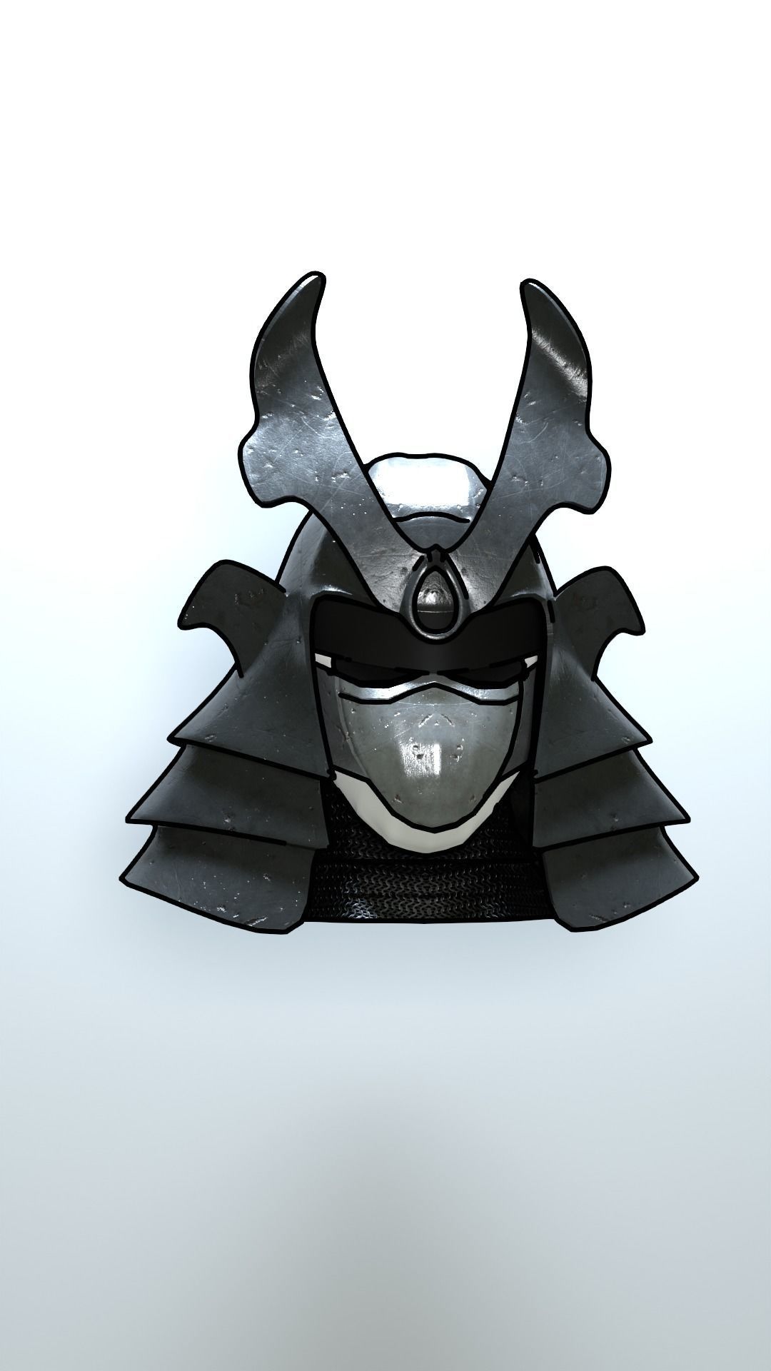 Samurai Helmet Low-poly 3D model_4