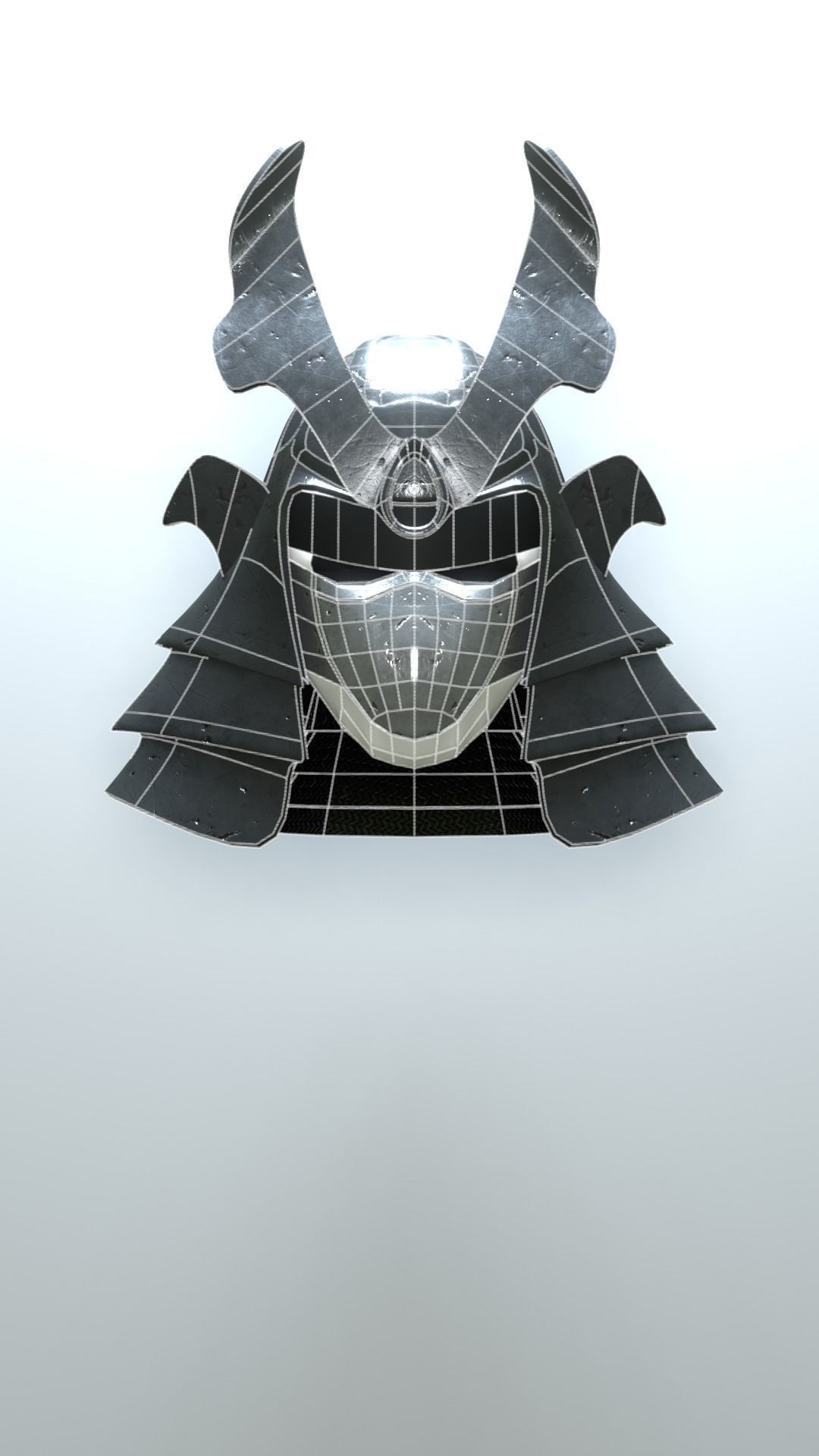 Samurai Helmet Low-poly 3D model_10
