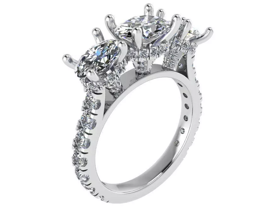 3-Stone Engraving Ring 1876 3D print model 3D print model_0