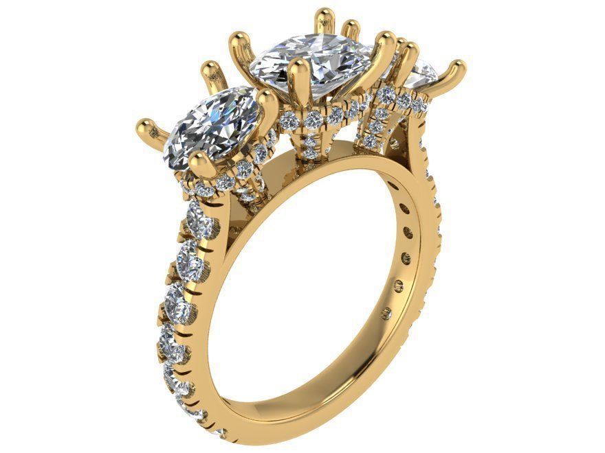 3-Stone Engraving Ring 1876 3D print model 3D print model_1