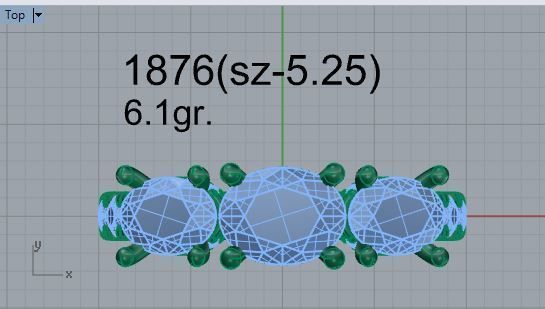 3-Stone Engraving Ring 1876 3D print model 3D print model_4