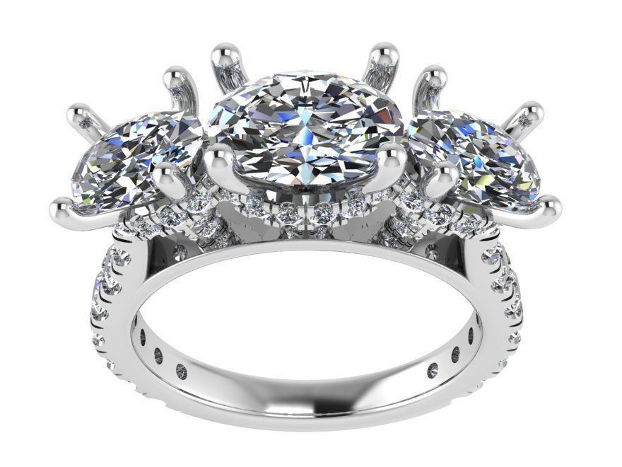 3-Stone Engraving Ring 1876 3D print model 3D print model_2