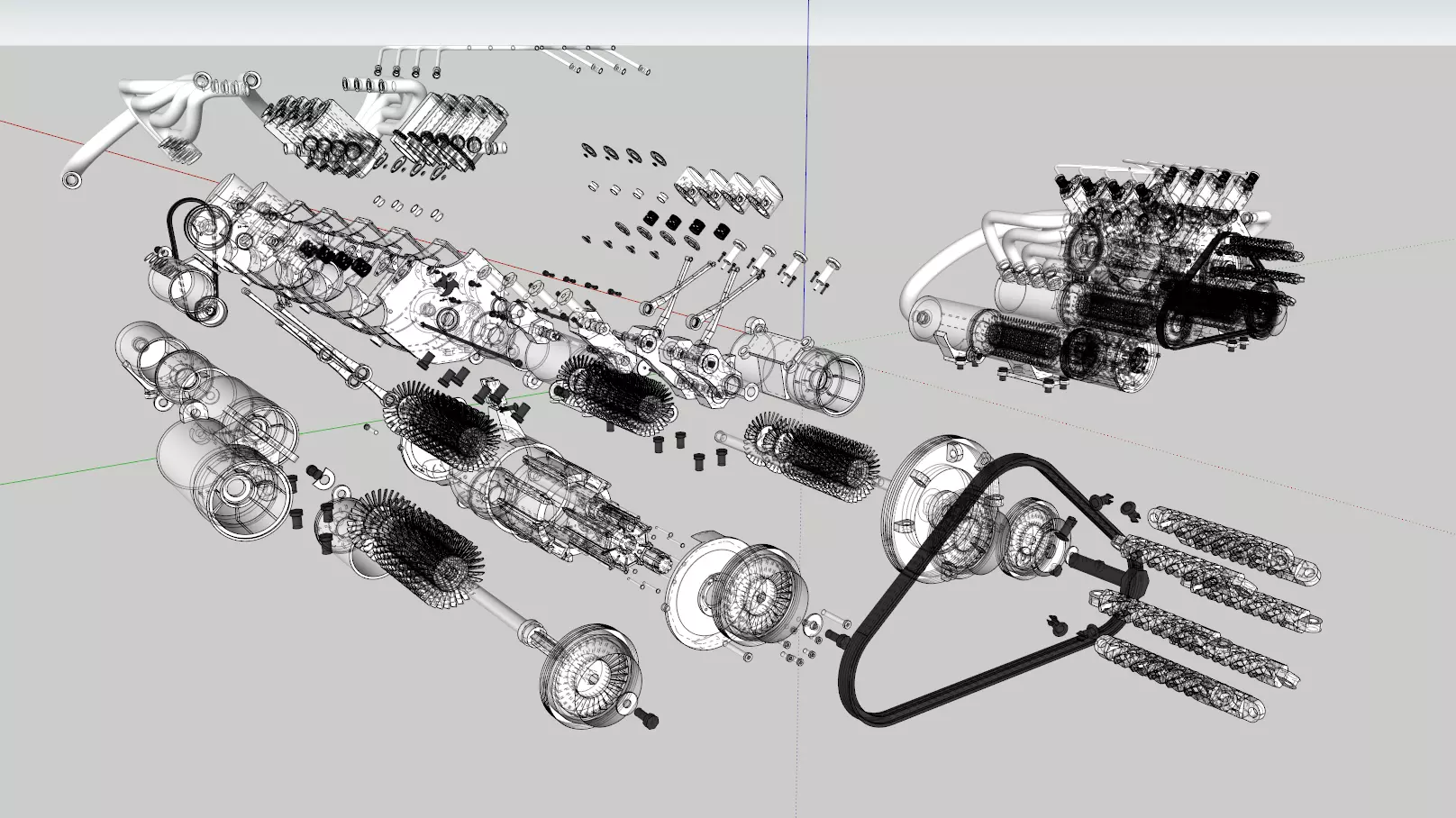 Engine V8 3D model_0