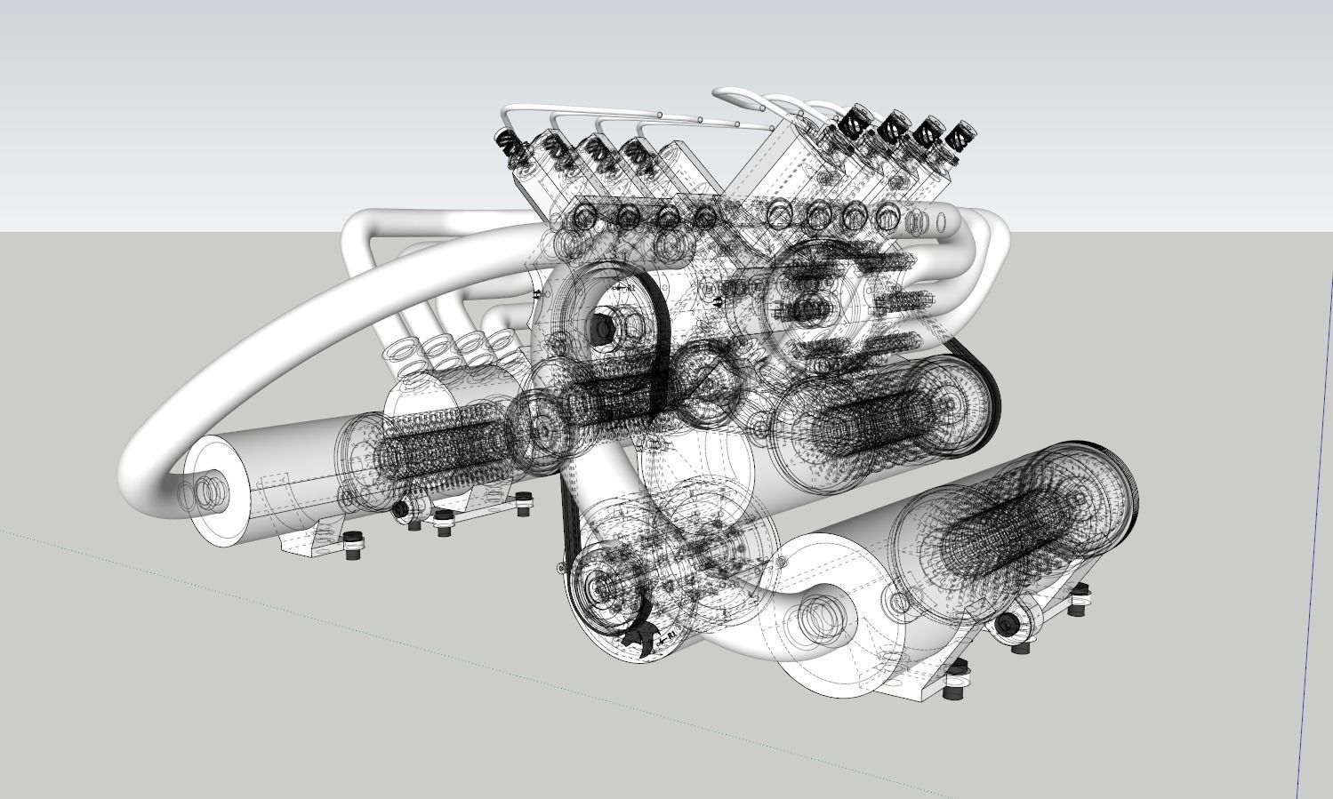 Engine V8 3D model_2