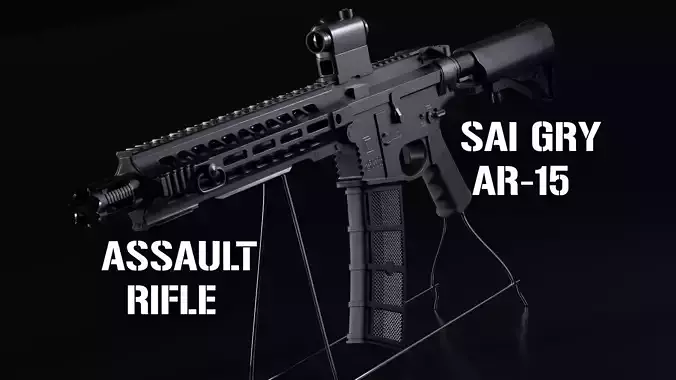 SAY GRY AR-15 Assault Rifle High Poly