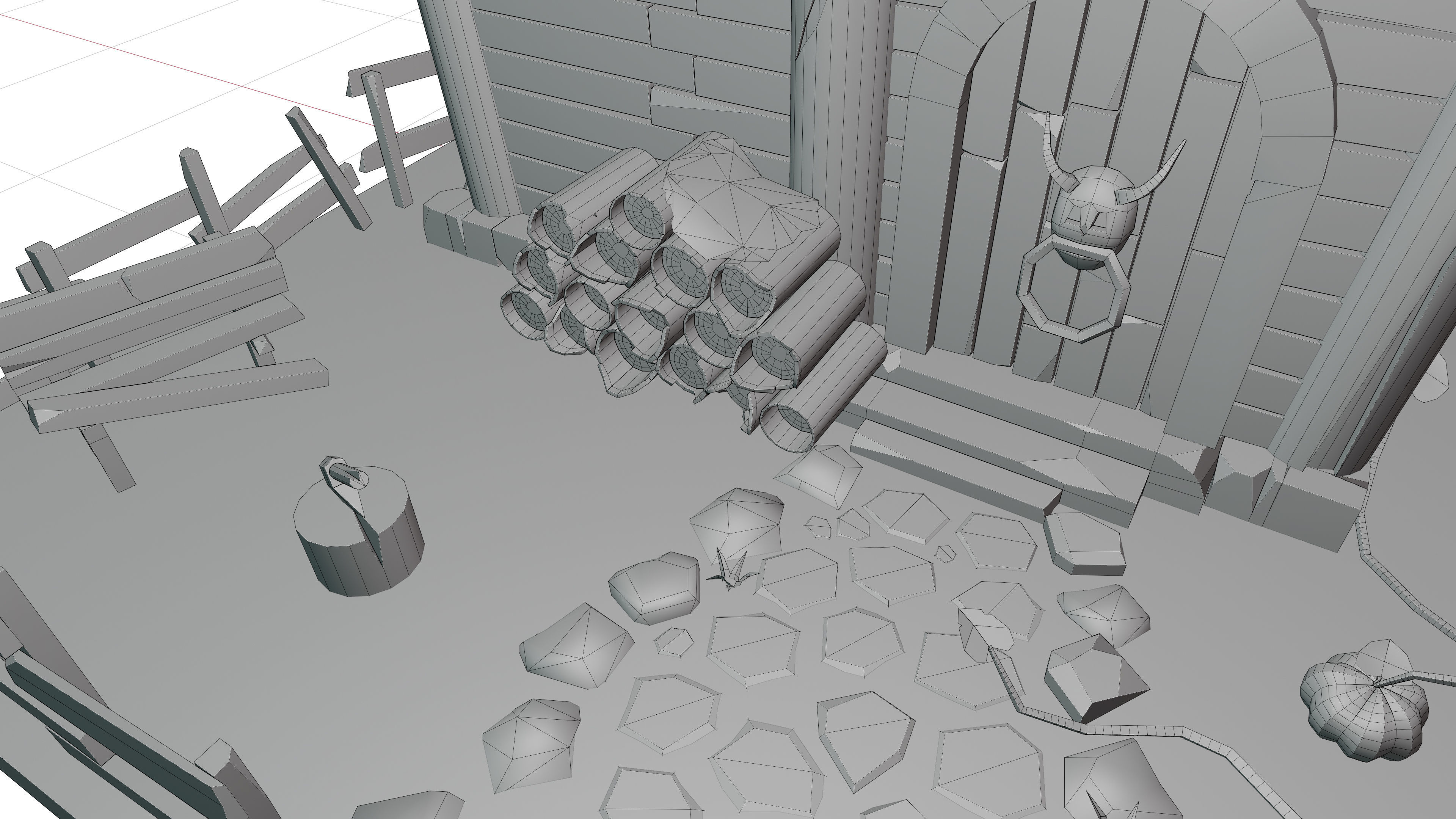 Scary low poly halloween house Low-poly 3D model_11