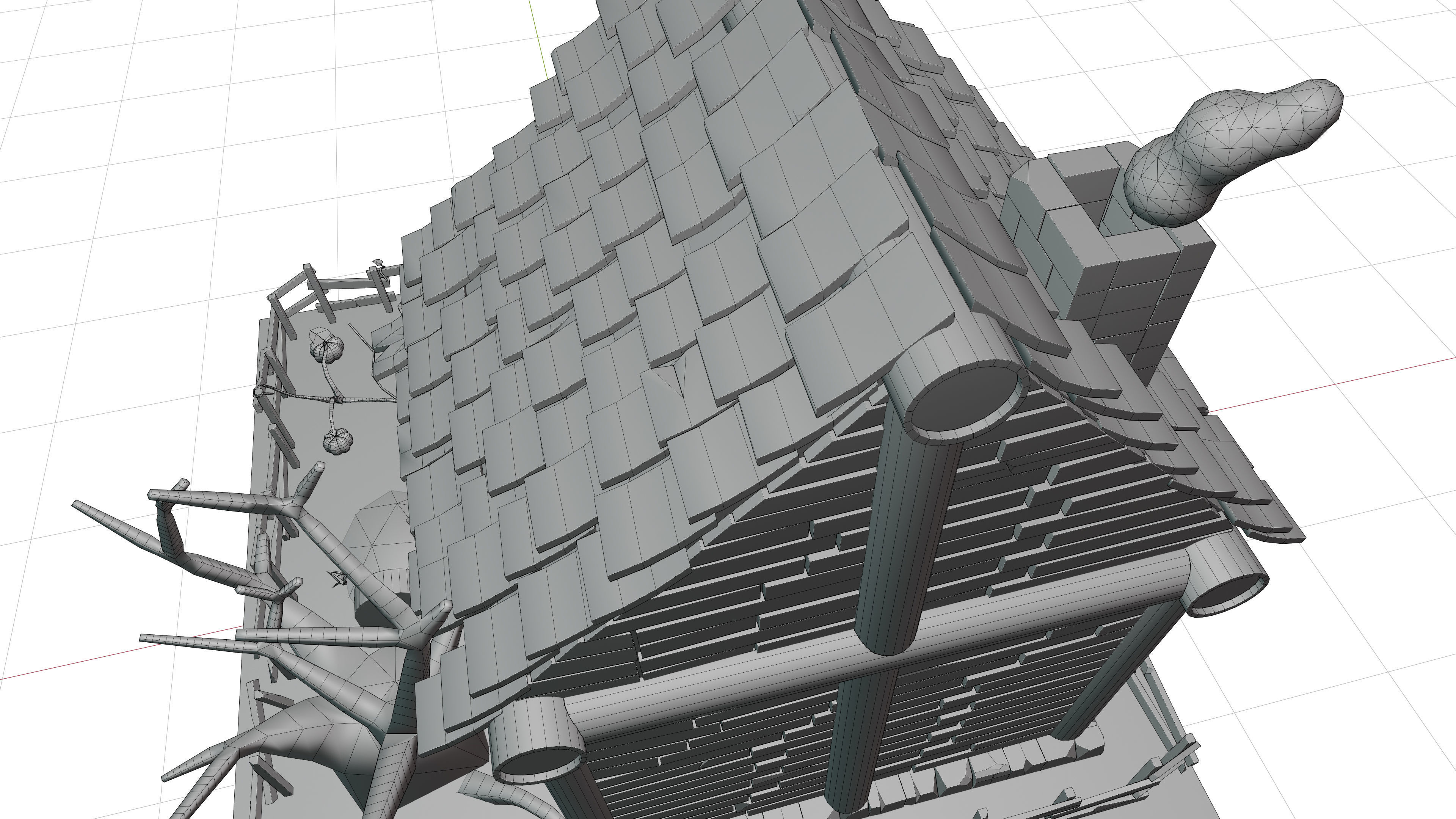 Scary low poly halloween house Low-poly 3D model_10