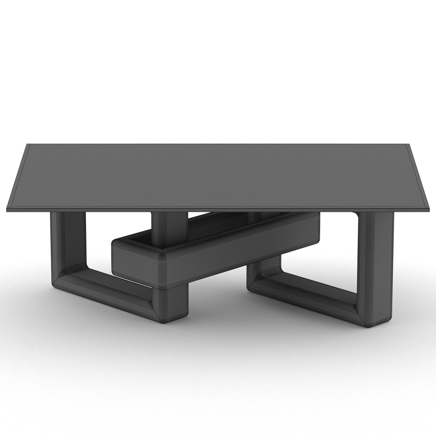  wood vaneer with glass coffee table  Low-poly 3D model_5