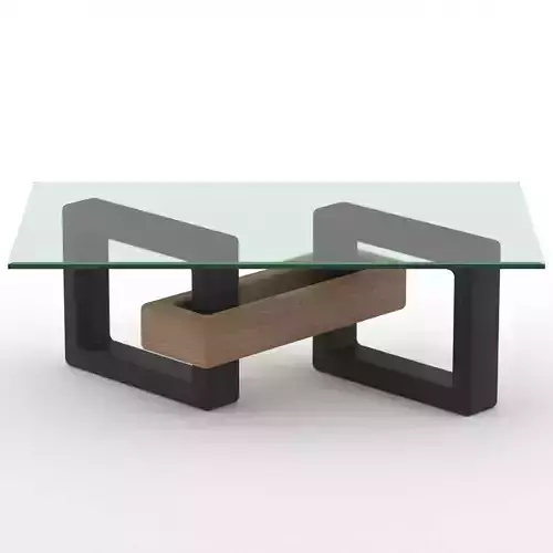  wood vaneer with glass coffee table  Low-poly 3D model