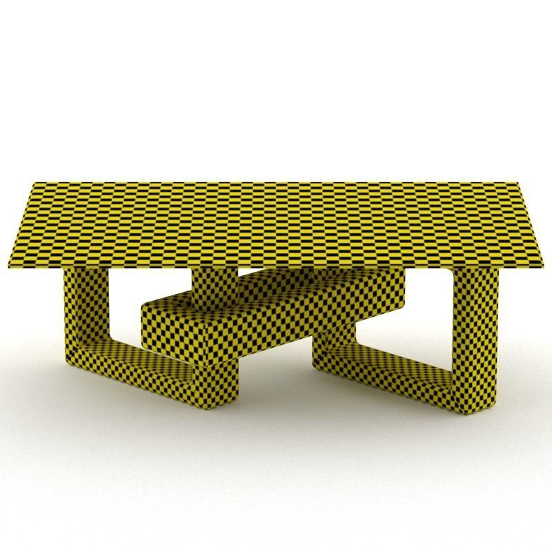  wood vaneer with glass coffee table  Low-poly 3D model_4