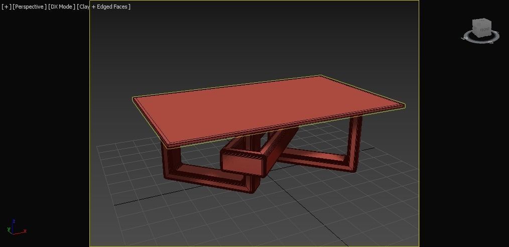  wood vaneer with glass coffee table  Low-poly 3D model_7