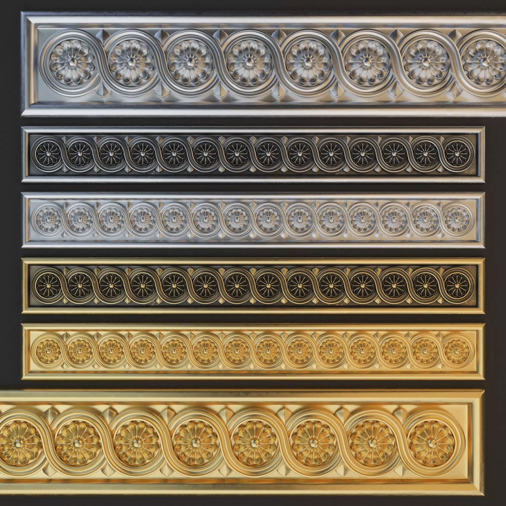Molding gold and silver decorative moldings 3D model