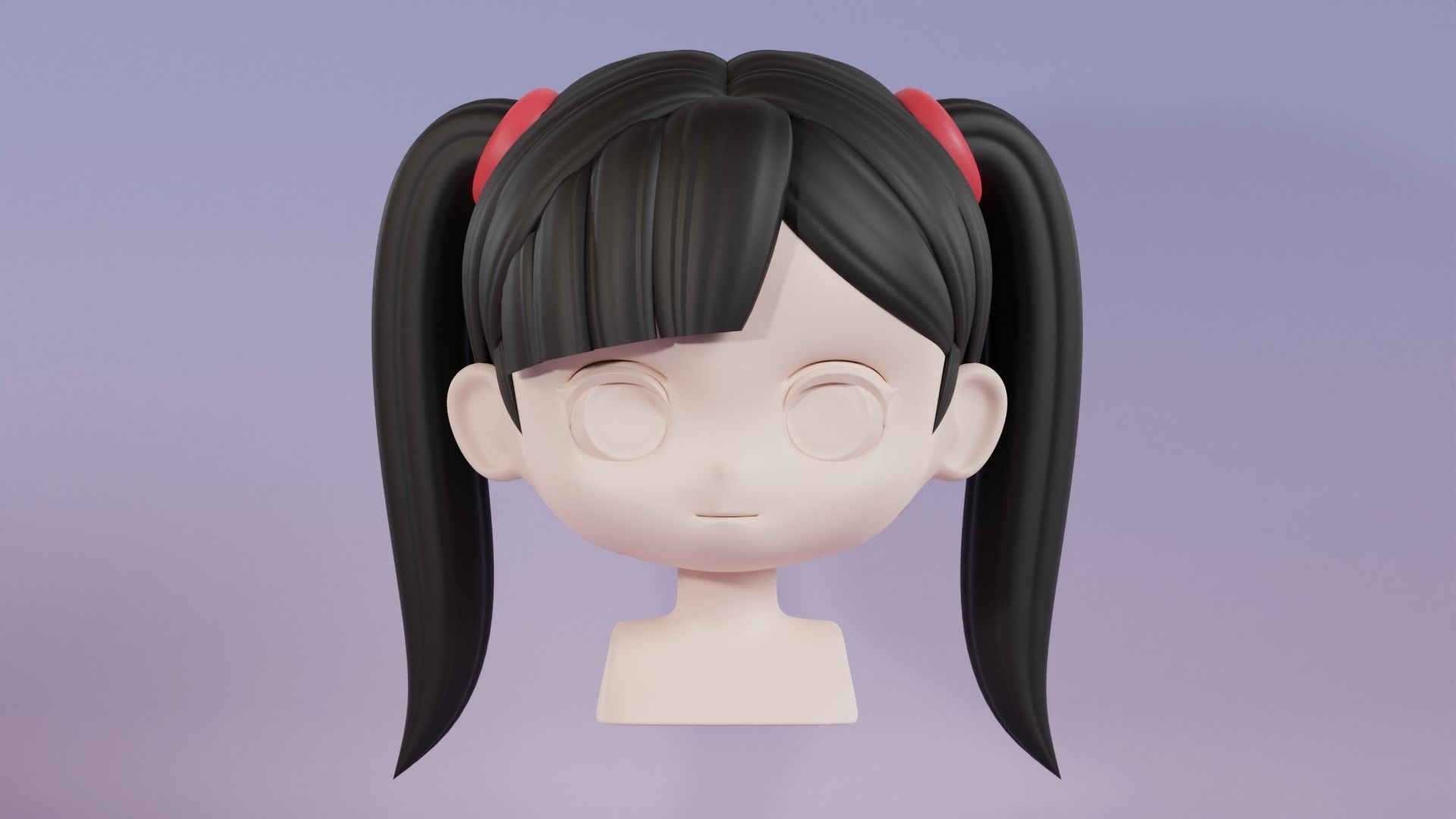 Chibi Female Hair Style 1 3D model_2