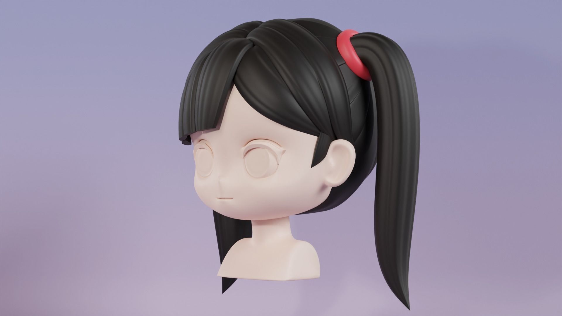 Chibi Female Hair Style 1 3D model_9