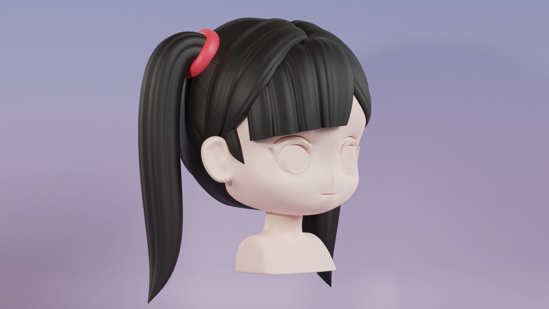Chibi Female Hair Style 1 3D model_3