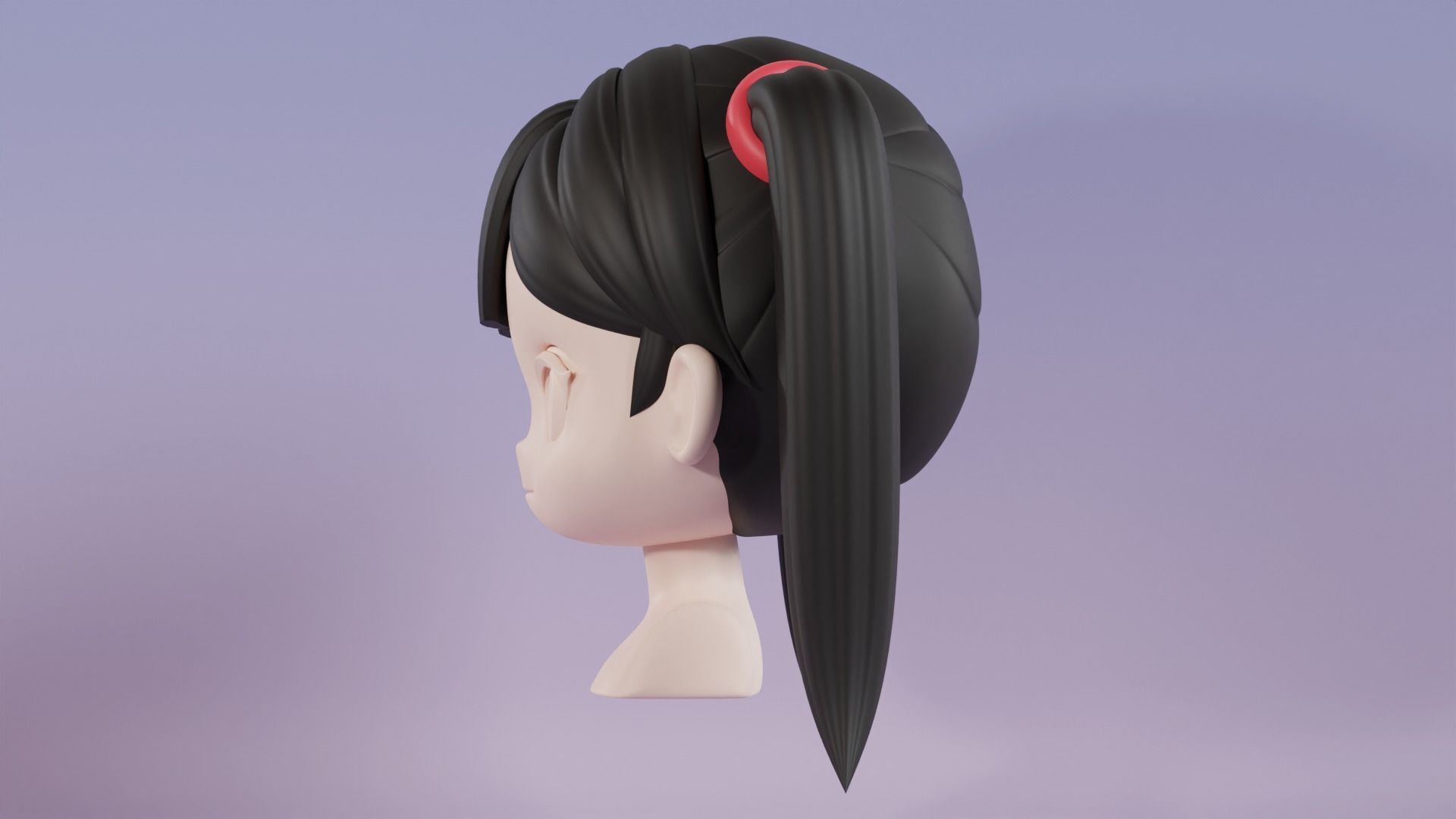 Chibi Female Hair Style 1 3D model_8