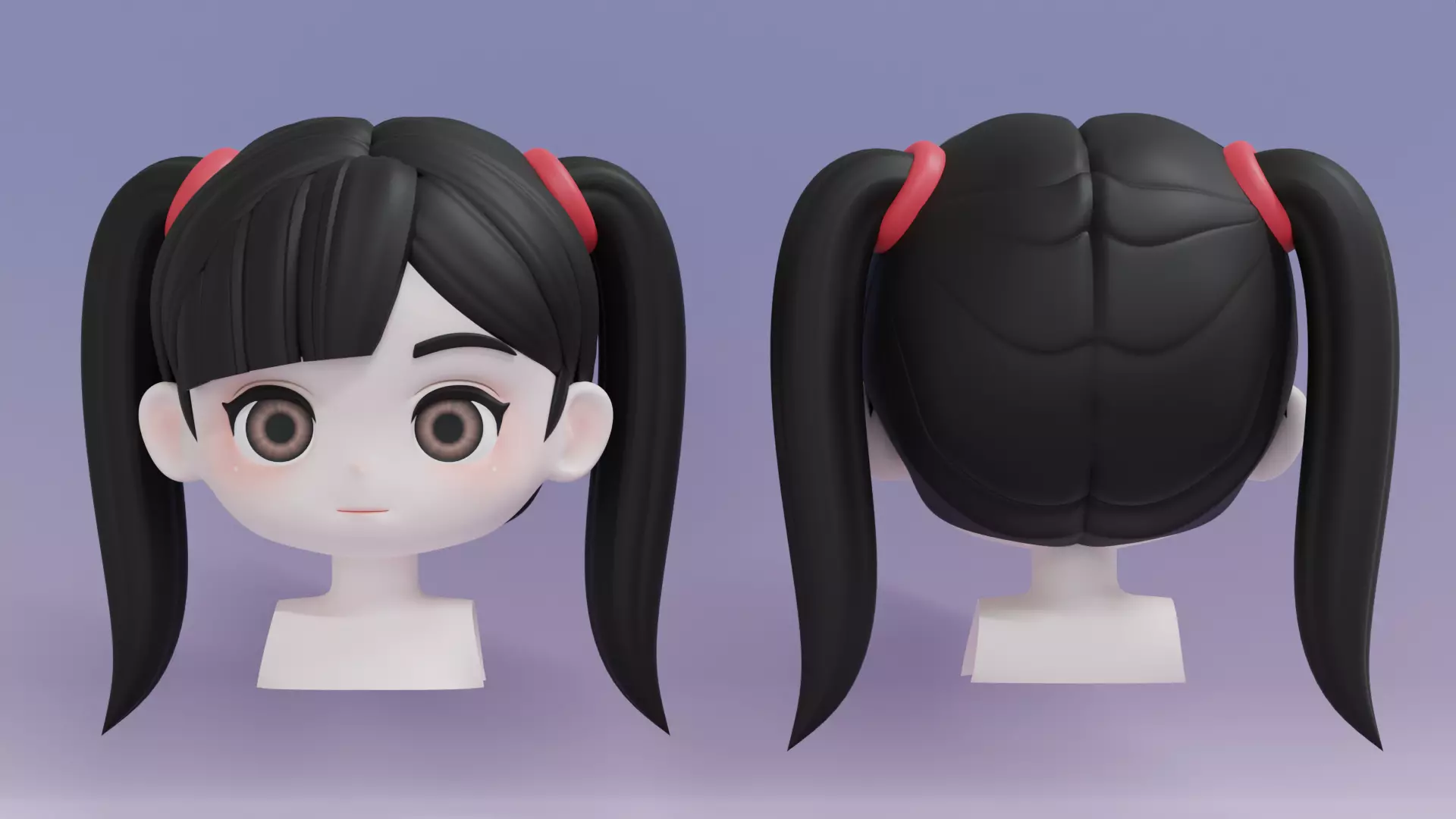 Chibi Female Hair Style 1 3D model_0
