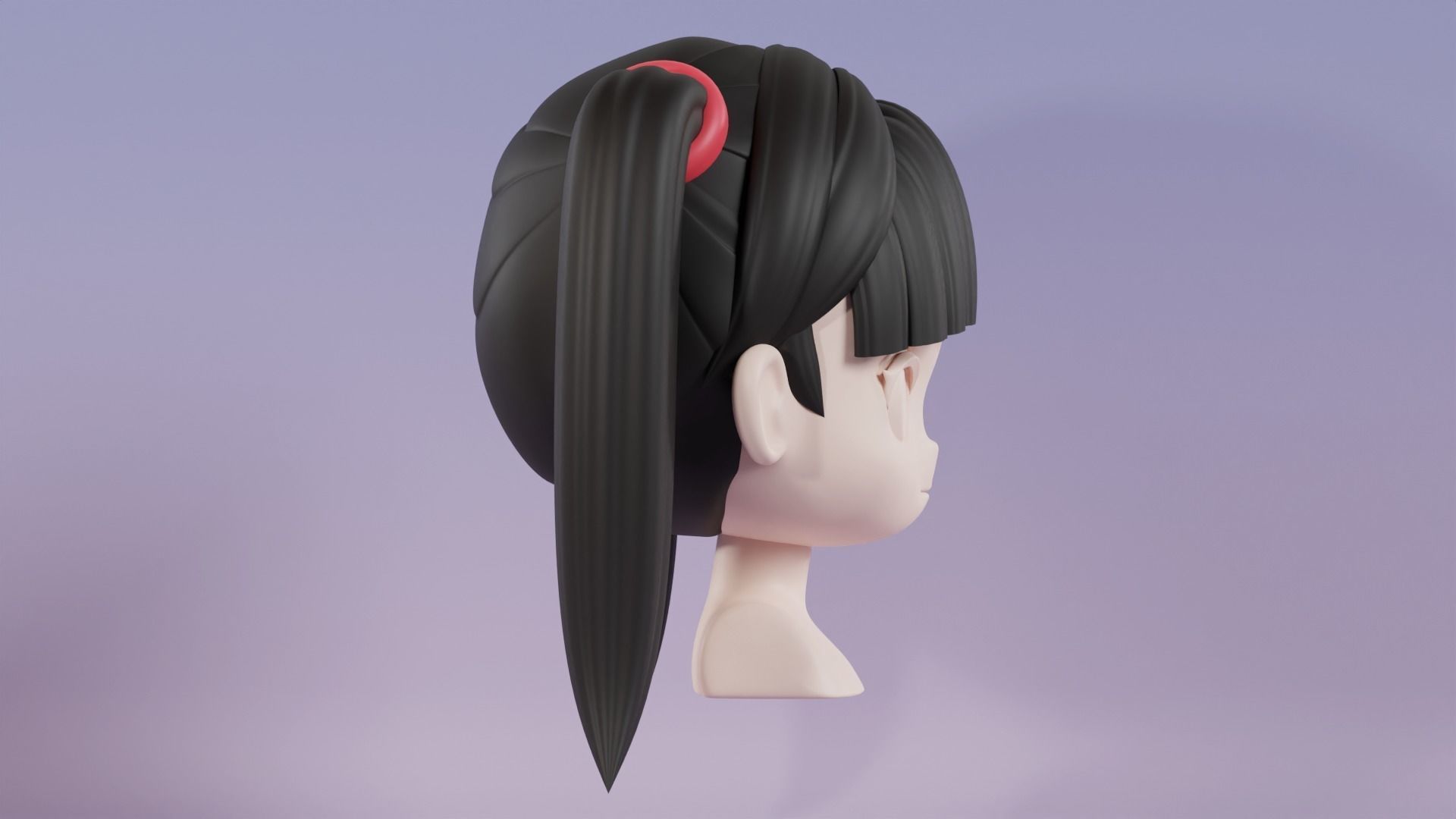 Chibi Female Hair Style 1 3D model_4