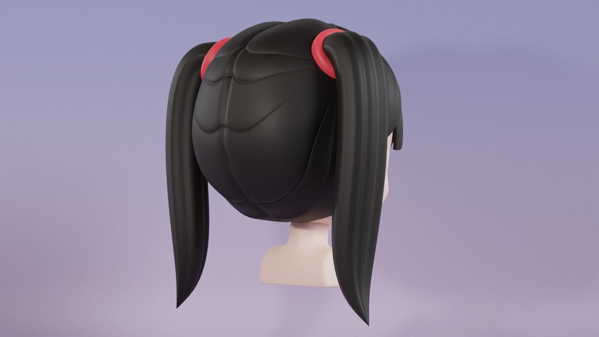 Chibi Female Hair Style 1 3D model_5