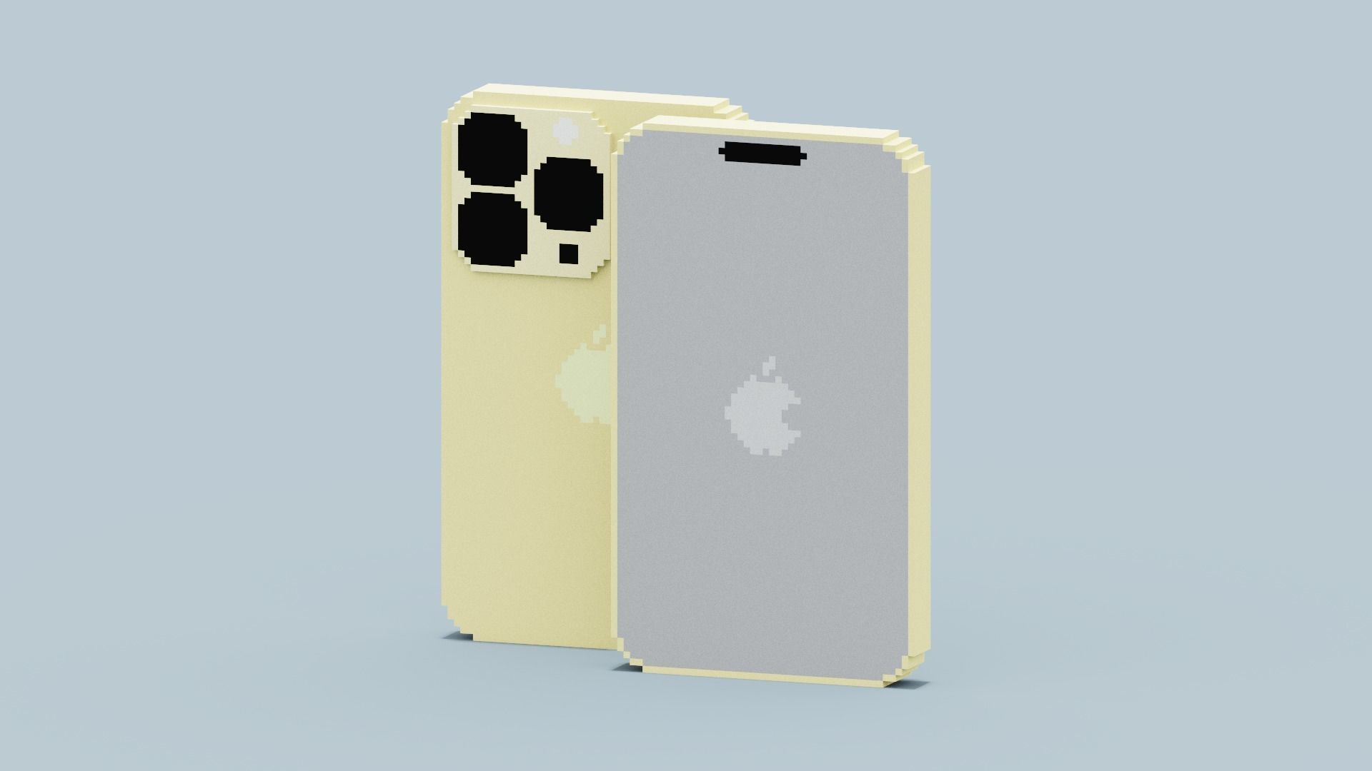 Voxel Iphone14 Pro Gold Low-poly 3D model_1