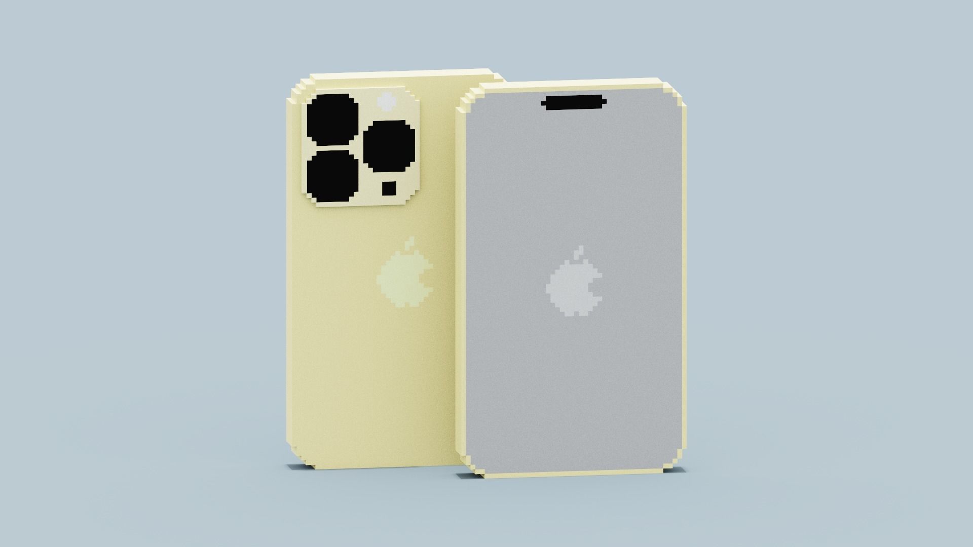 Voxel Iphone14 Pro Gold Low-poly 3D model_12