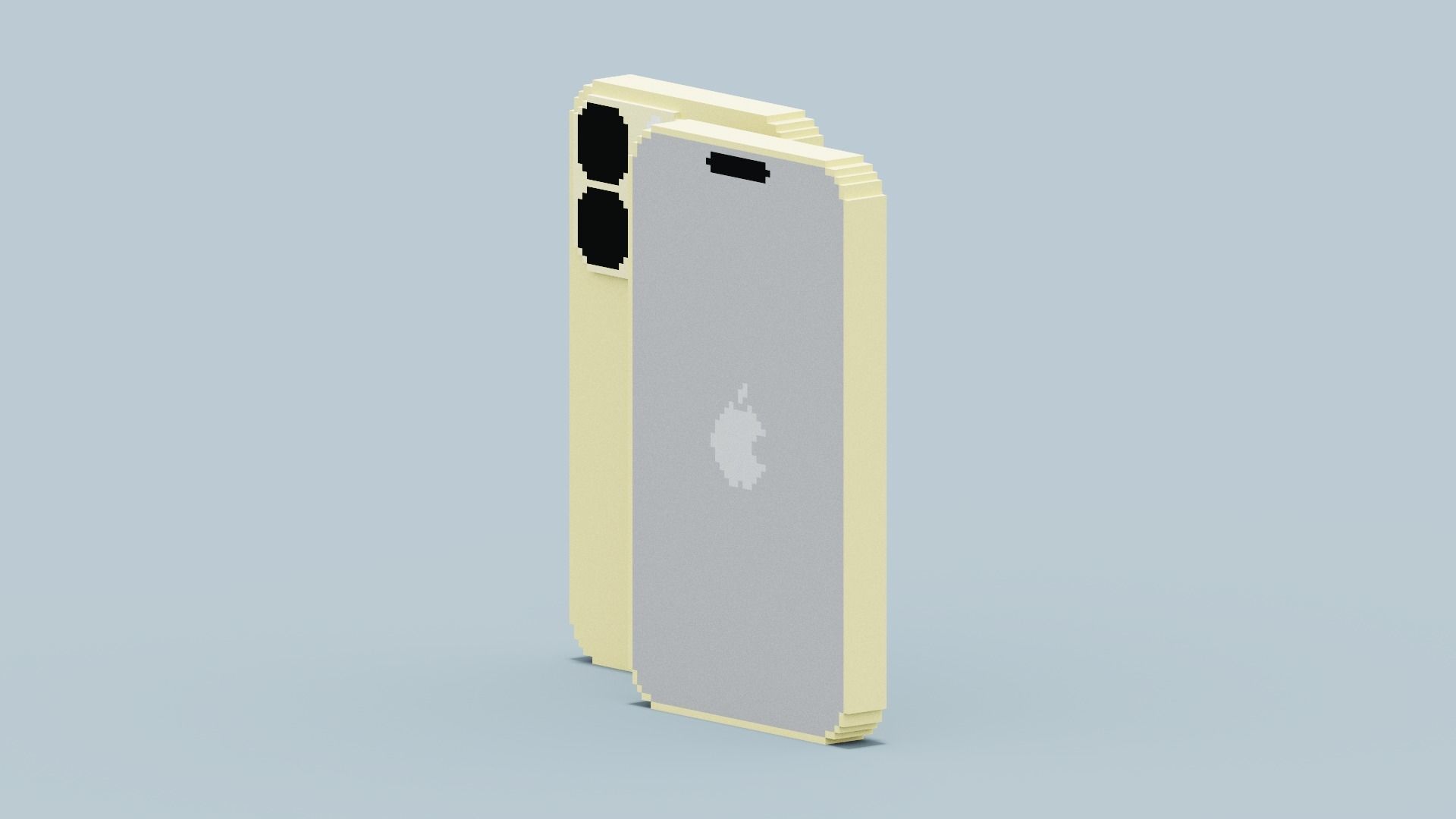 Voxel Iphone14 Pro Gold Low-poly 3D model_2