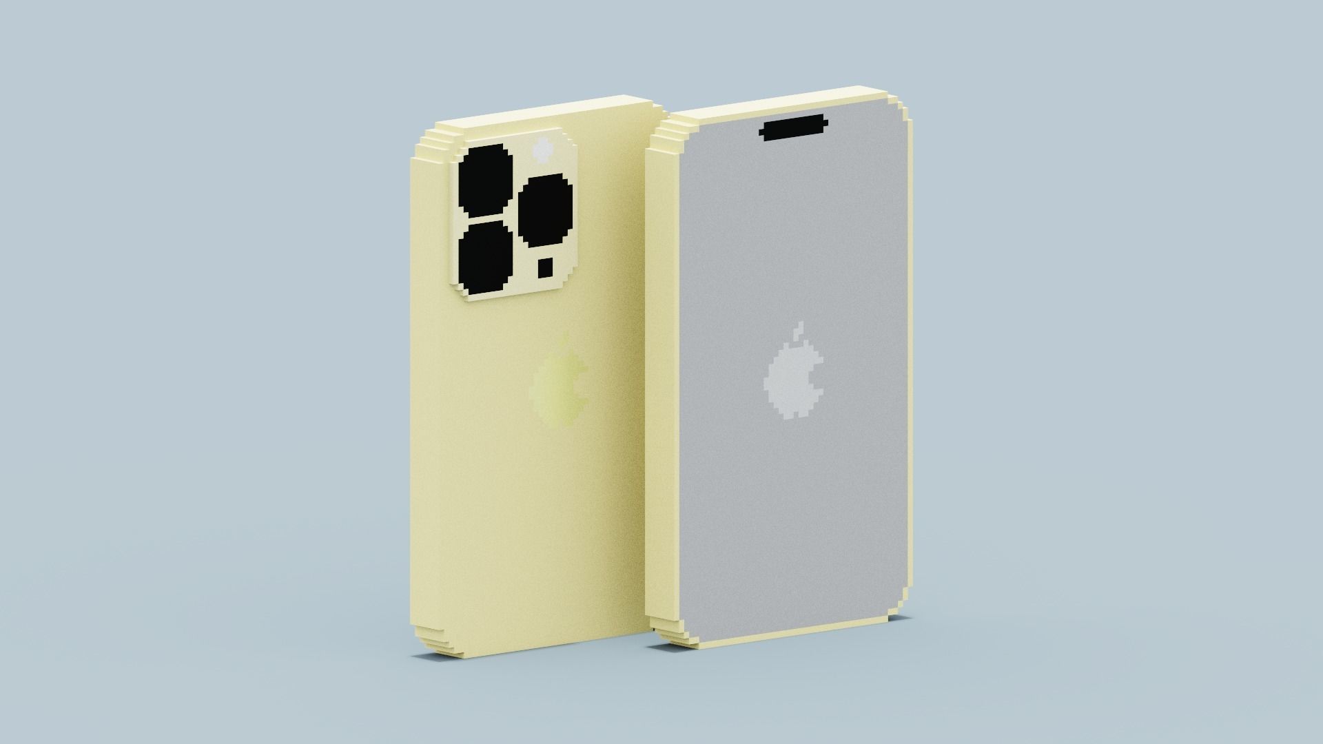 Voxel Iphone14 Pro Gold Low-poly 3D model_10