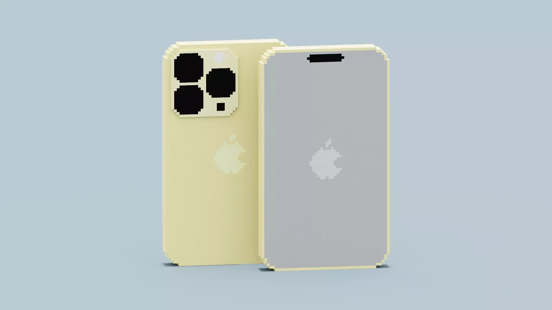Voxel Iphone14 Pro Gold Low-poly 3D model_0