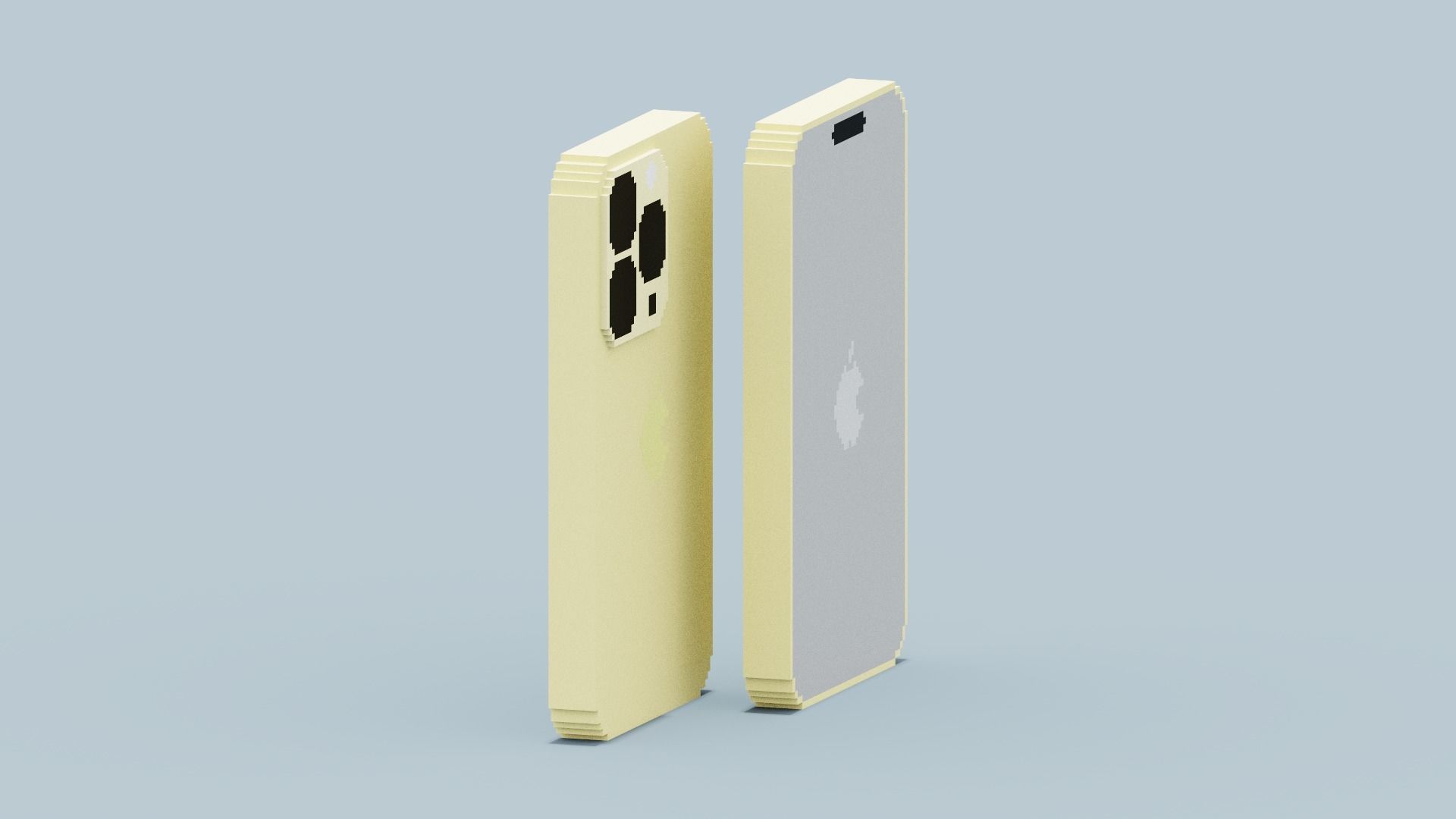 Voxel Iphone14 Pro Gold Low-poly 3D model_3