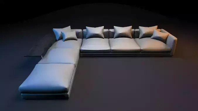 Sofa PBR Game Ready sectional with pillows