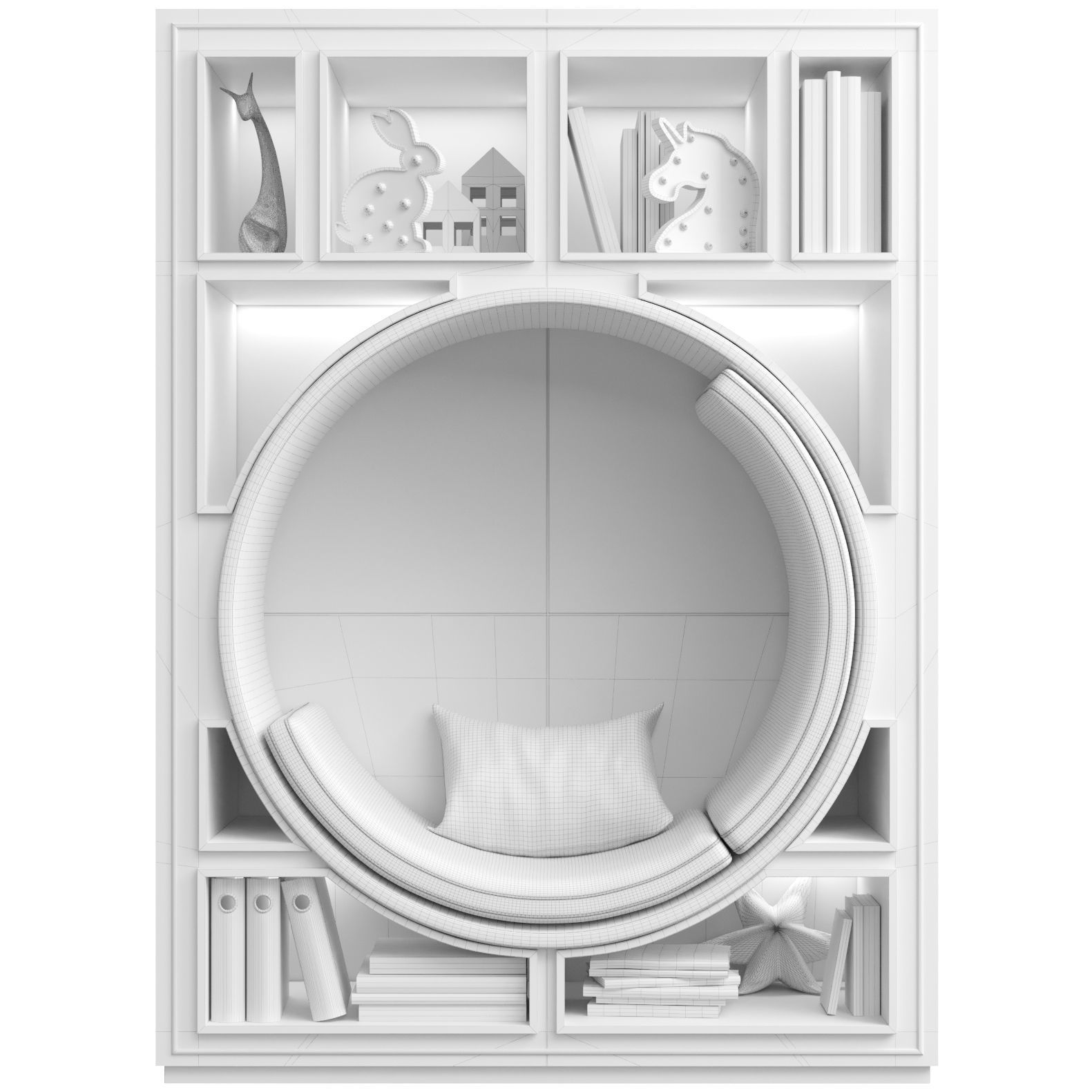 Childrens wardrobe with crib and toys 3D model_1