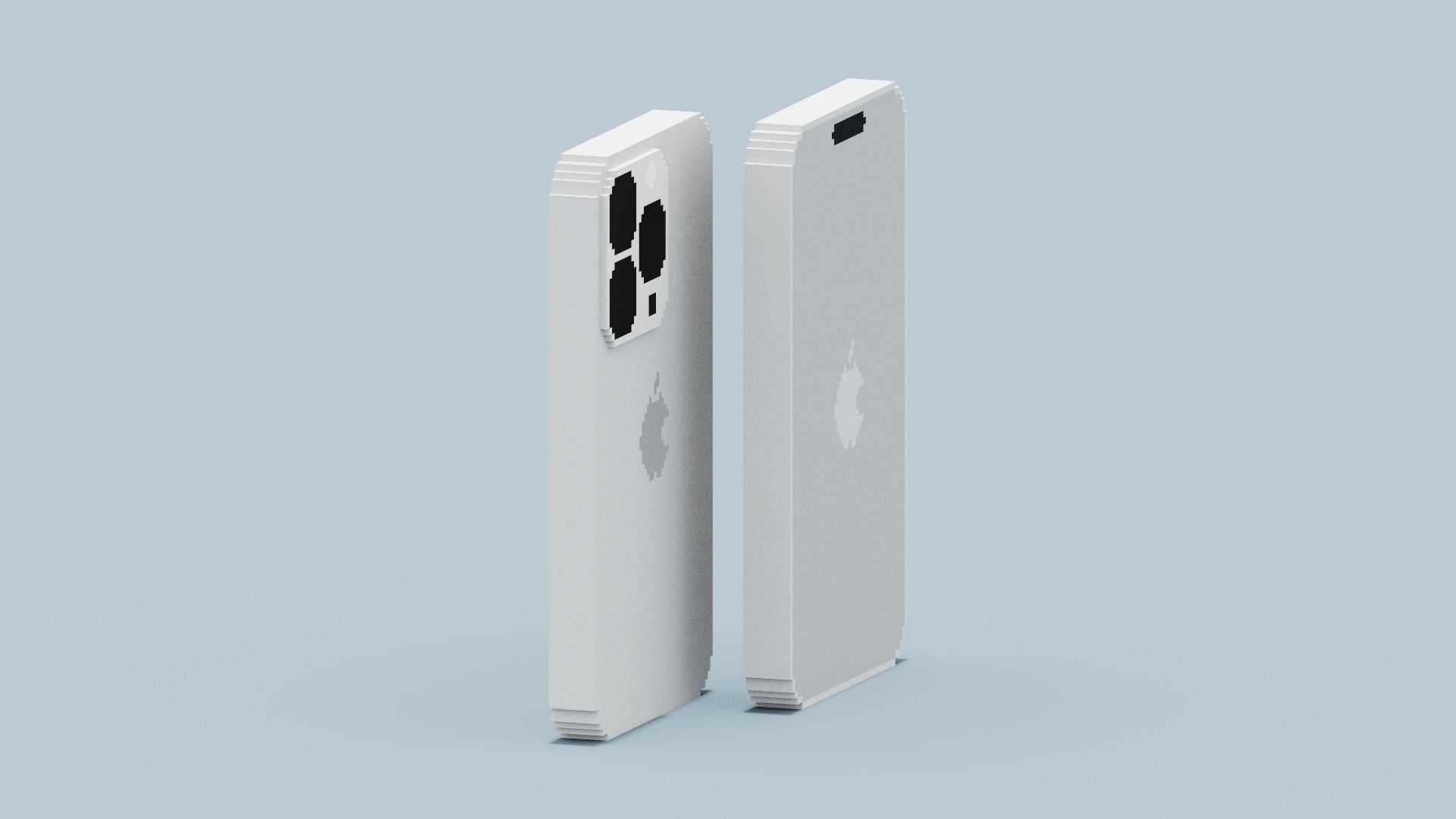 Voxel Iphone14 Pro Silver Low-poly 3D model_10