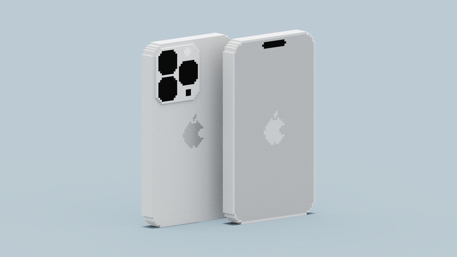 Voxel Iphone14 Pro Silver Low-poly 3D model_5