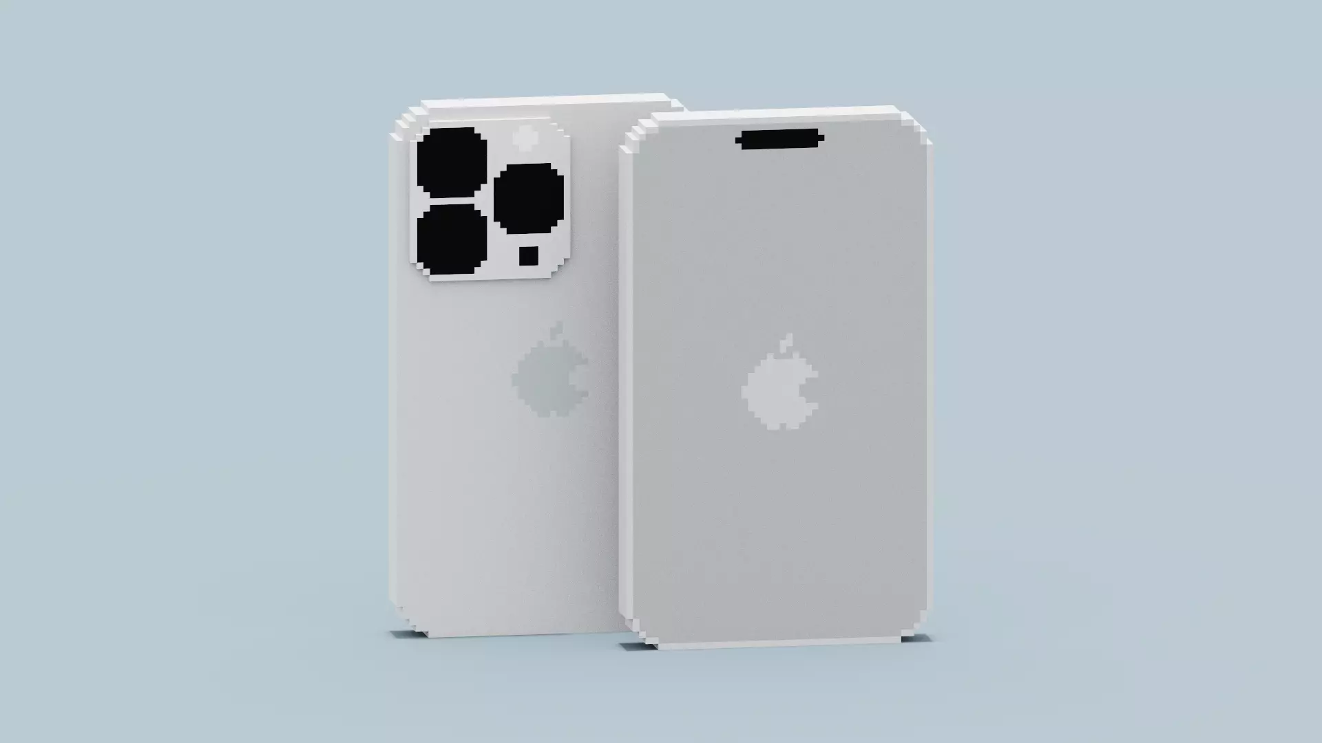 Voxel Iphone14 Pro Silver Low-poly 3D model_0