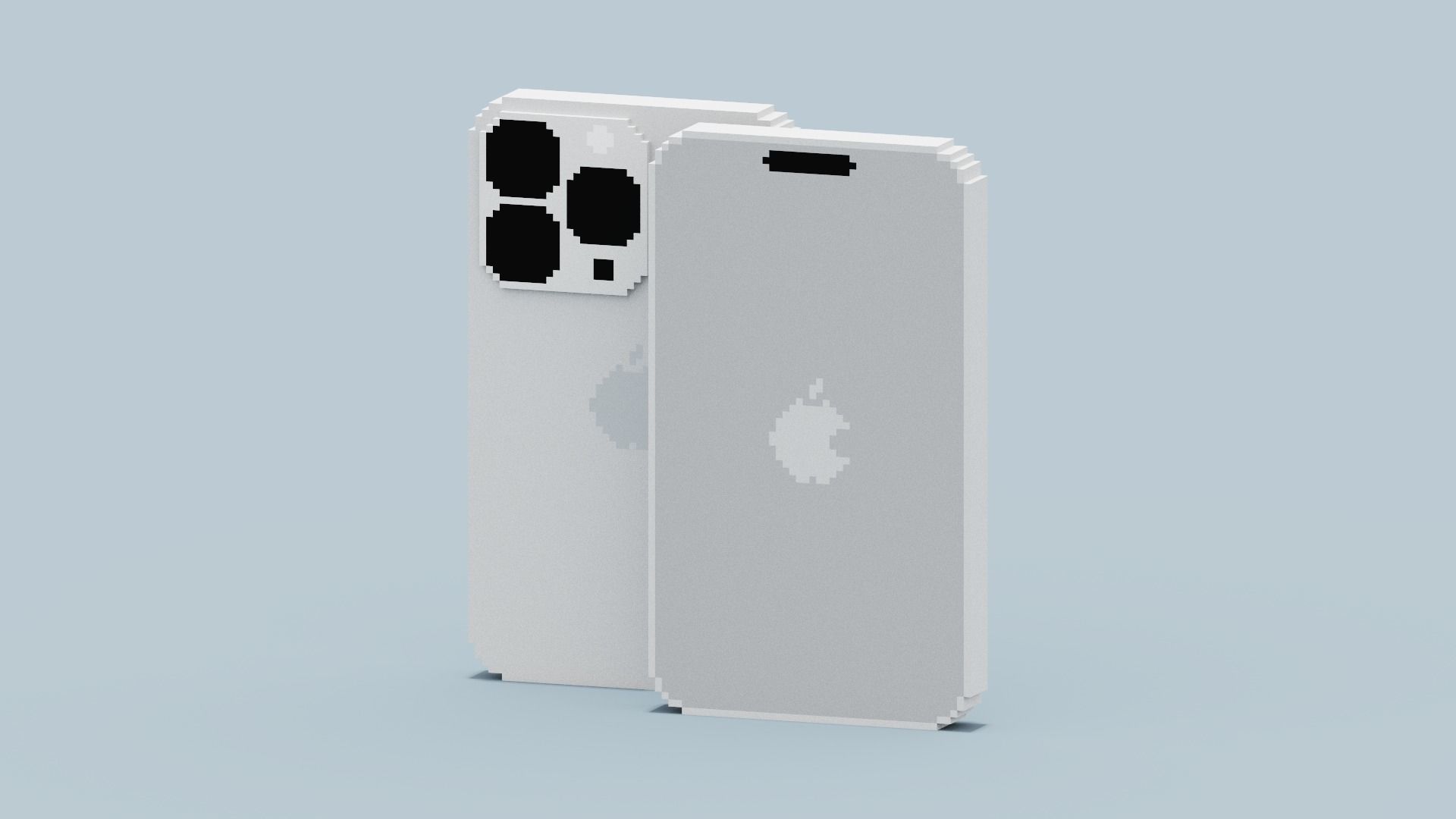 Voxel Iphone14 Pro Silver Low-poly 3D model_1