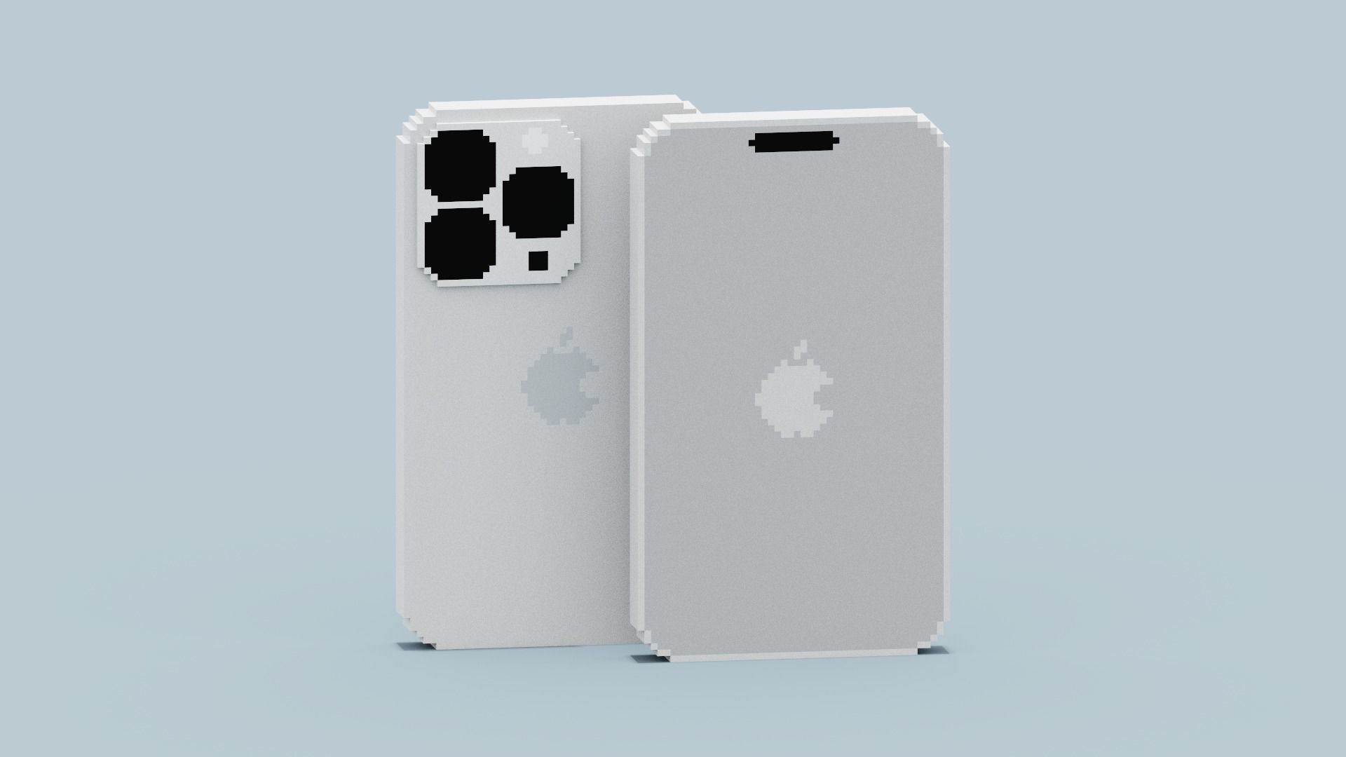 Voxel Iphone14 Pro Silver Low-poly 3D model_6