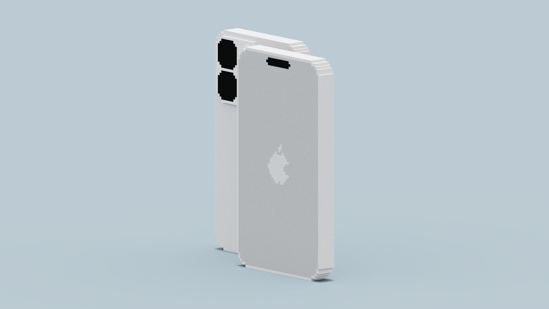 Voxel Iphone14 Pro Silver Low-poly 3D model_8