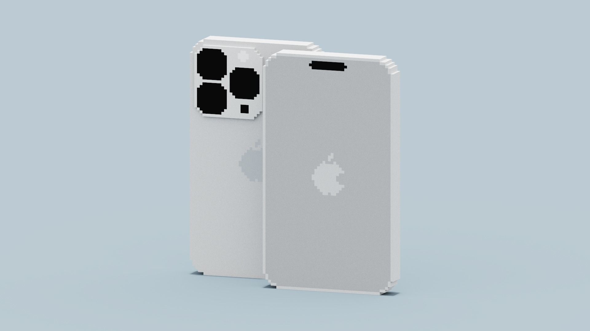 Voxel Iphone14 Pro Silver Low-poly 3D model_7