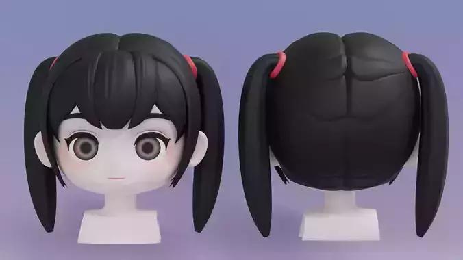Chibi Female Hair Style 2 3D model