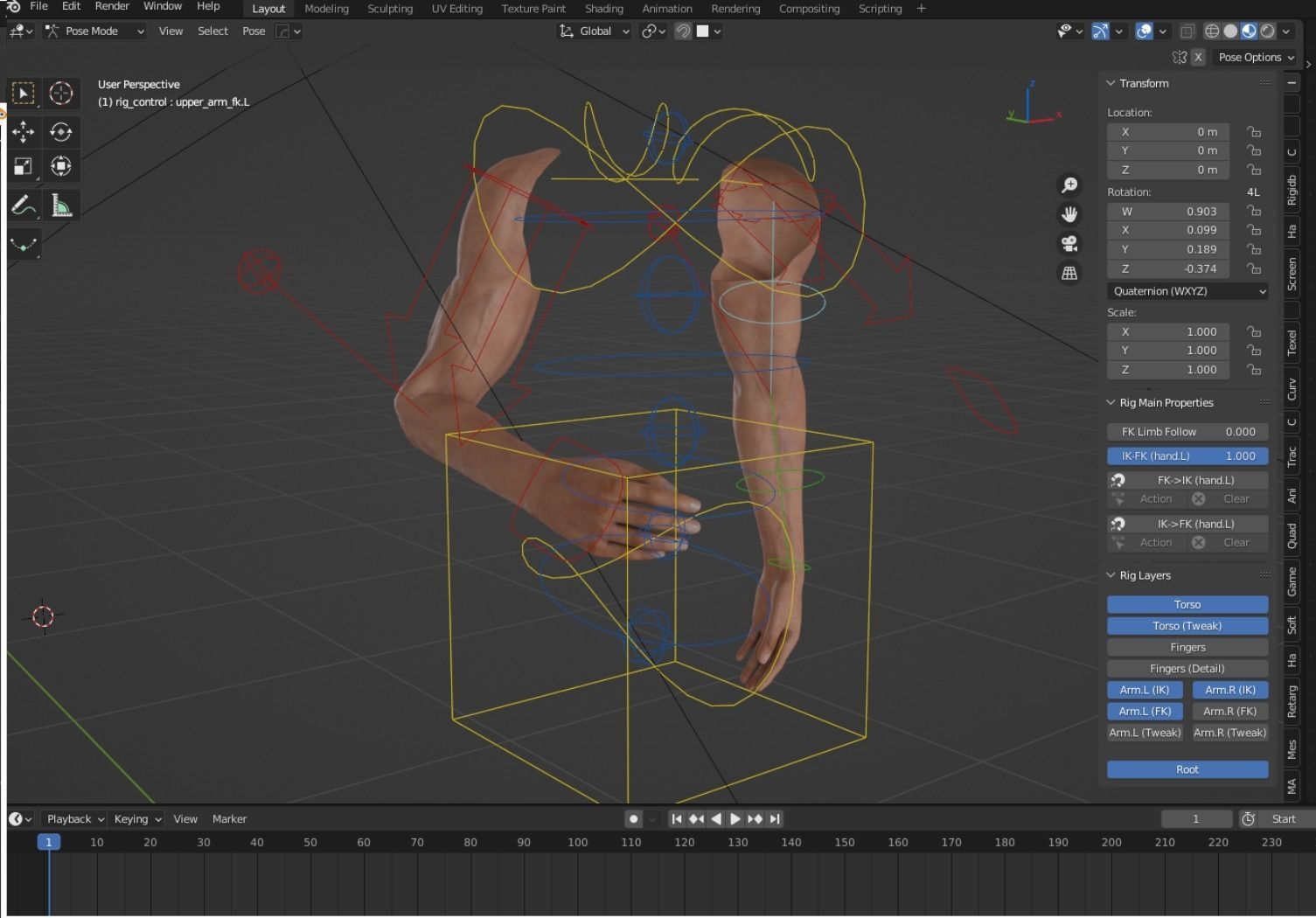 Two Arms Rigged  Low-poly 3D model_8