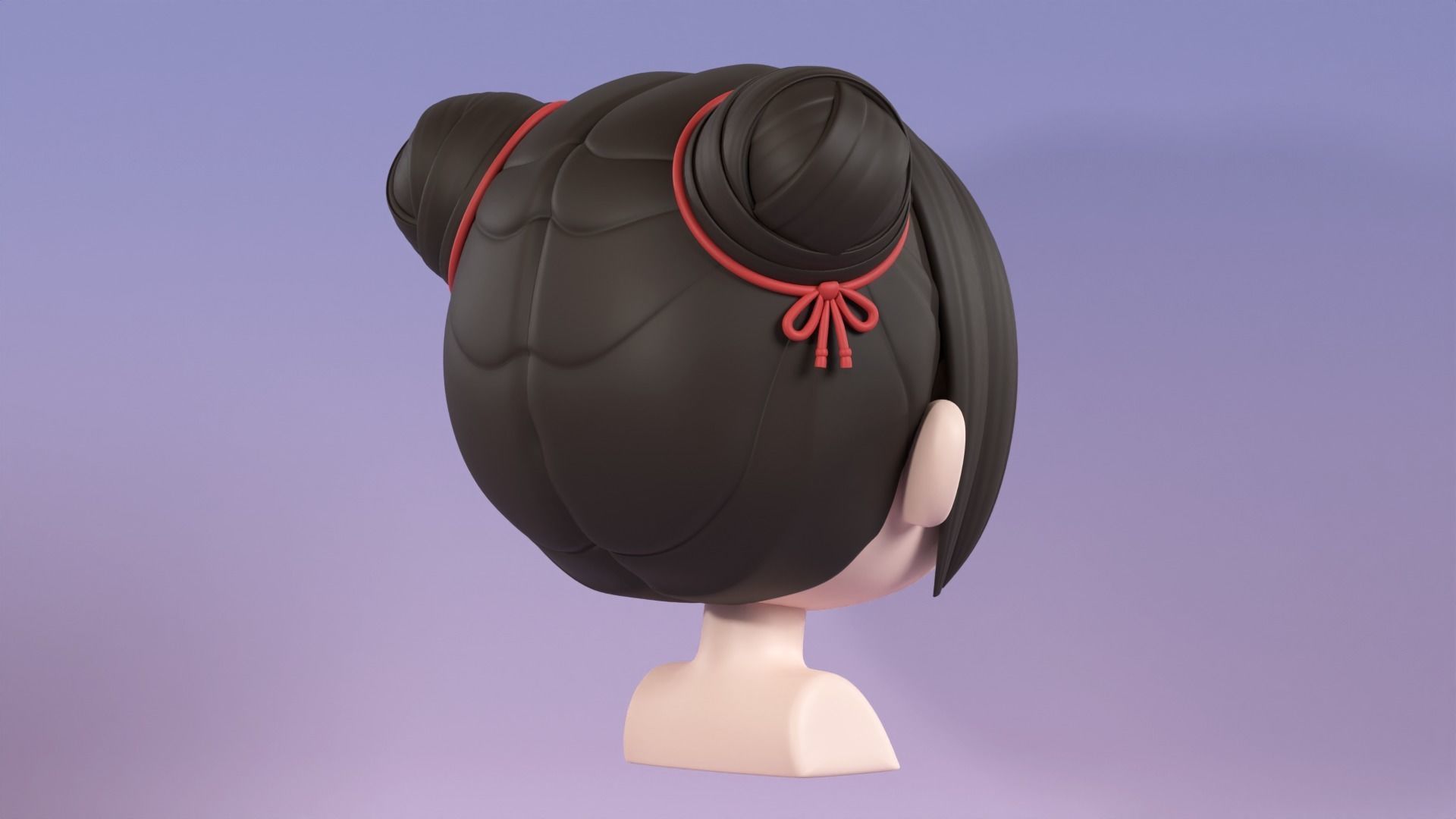 Chibi Female Hair Style 3 3D model_5