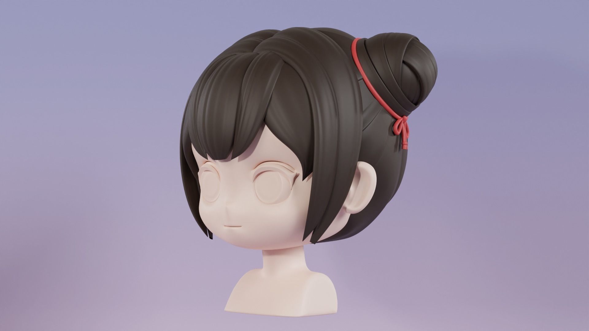 Chibi Female Hair Style 3 3D model_9