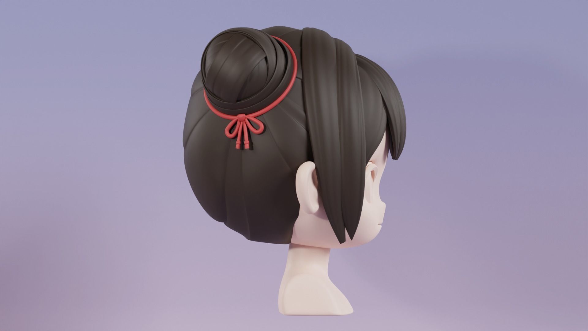 Chibi Female Hair Style 3 3D model_4