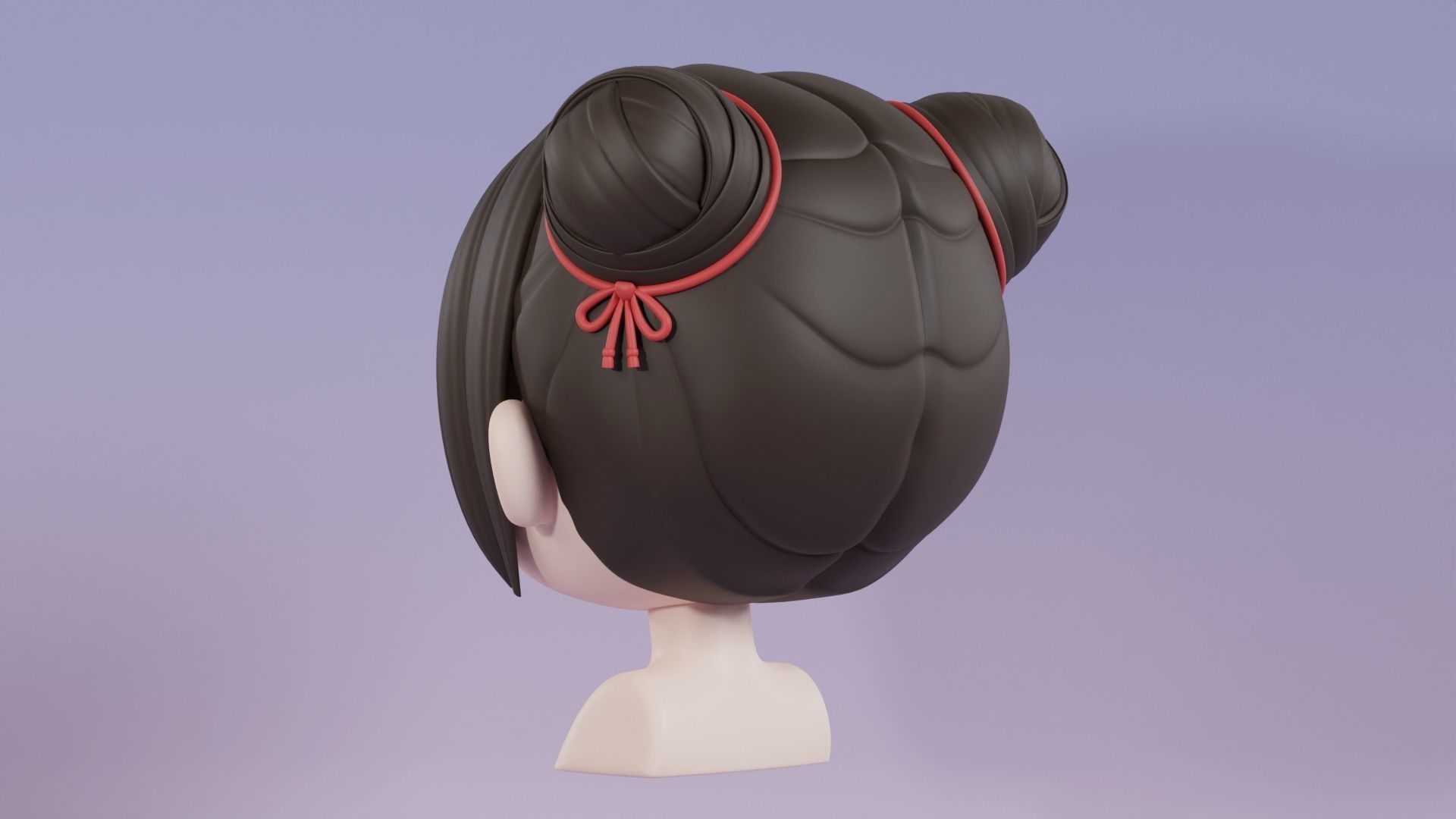 Chibi Female Hair Style 3 3D model_7