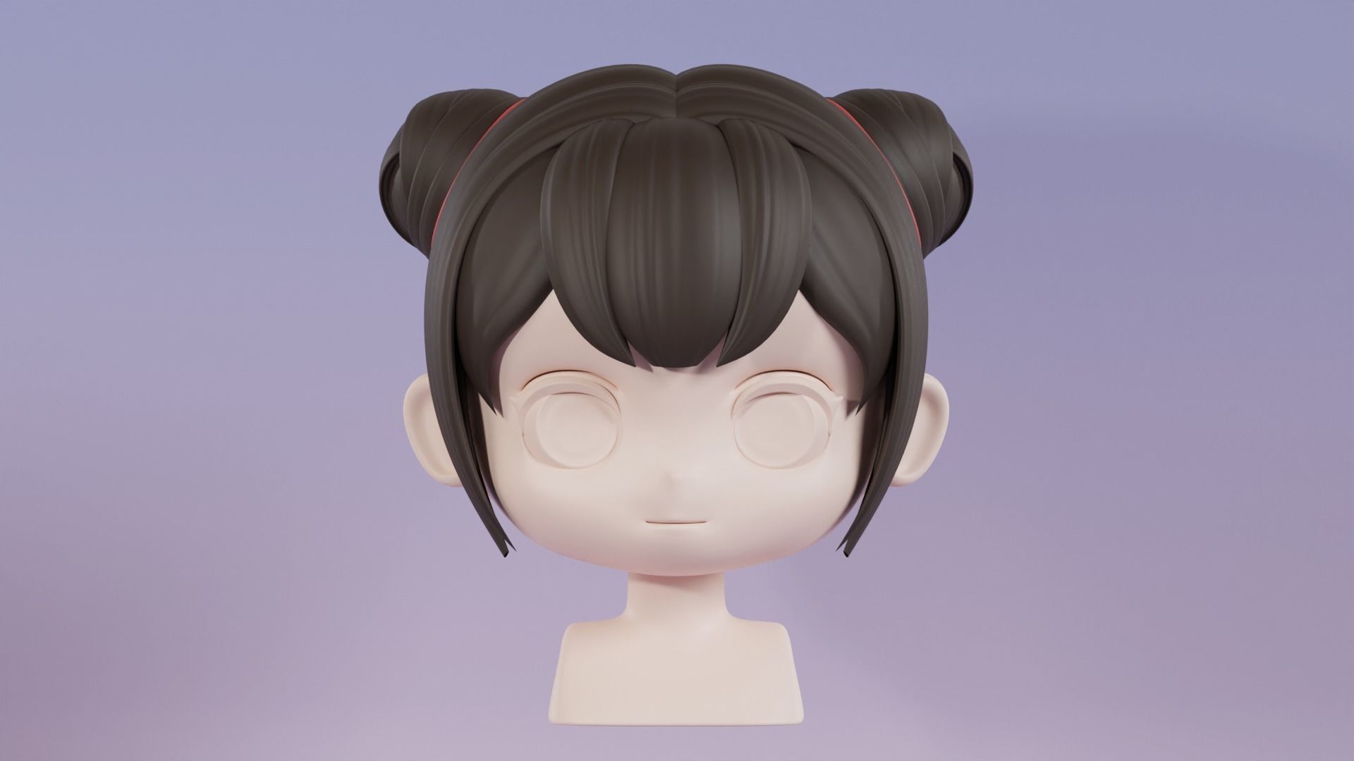 Chibi Female Hair Style 3 3D model_2