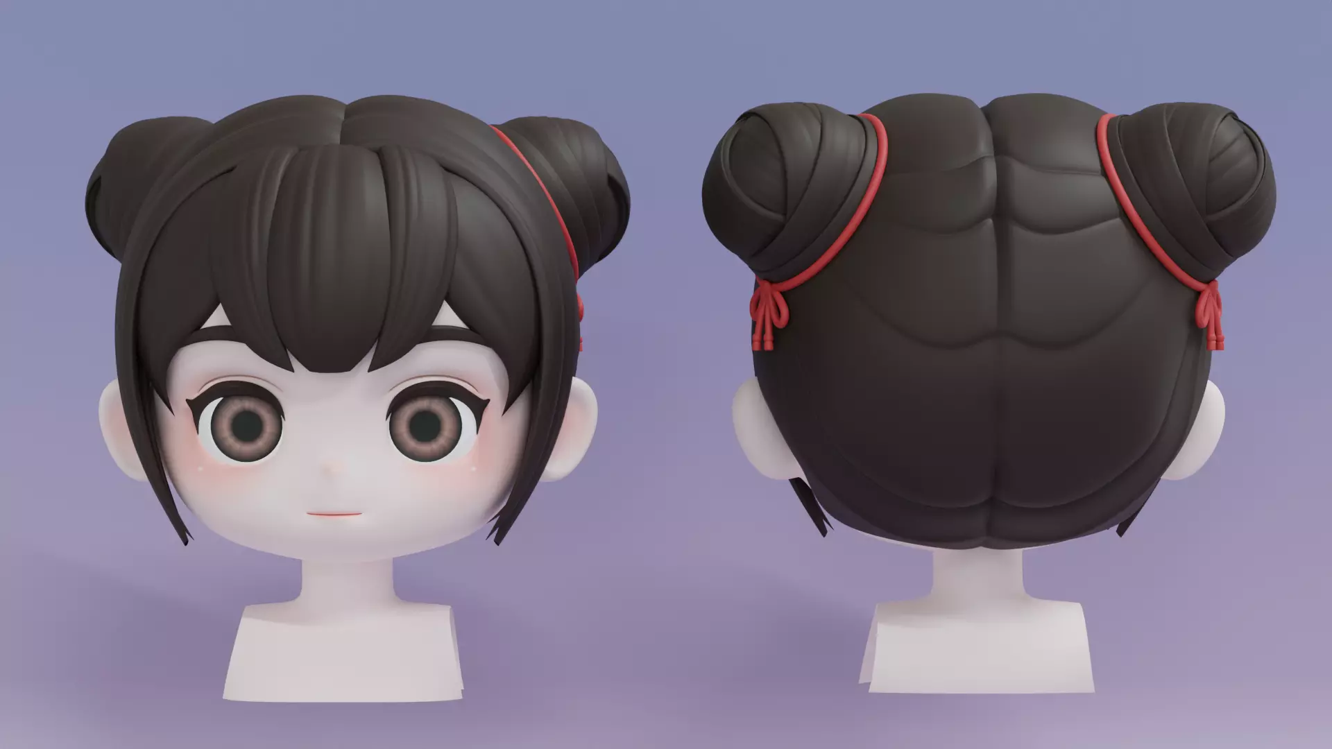 Chibi Female Hair Style 3 3D model_0